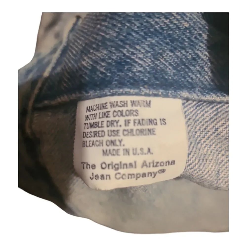 Vtg. 1991 Arizona Jean Co. Denim Jacket Mens XL Made In USA Rugged Distressed